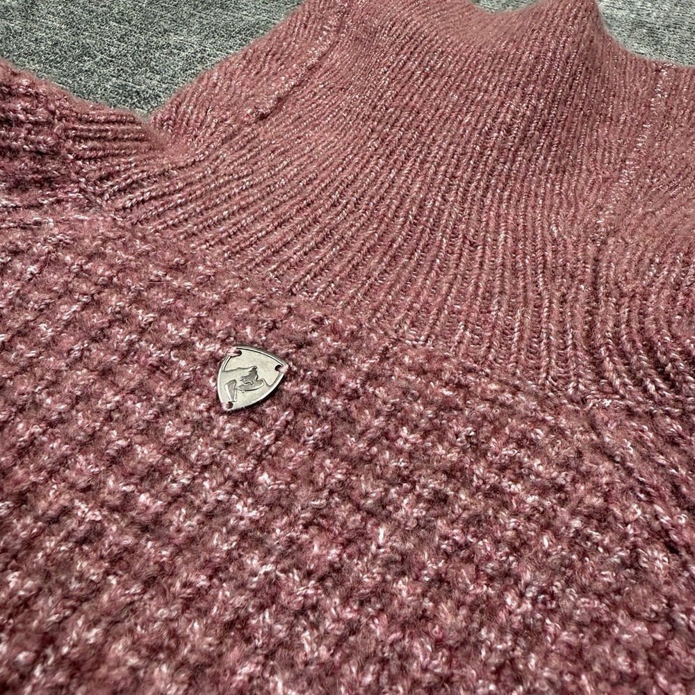 KUHL Womens XS Mauve Waffle Knit Turtleneck Sweater Red Textured‎ Chunky Cozy